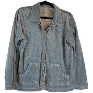 Oleg Cassini Sport Jacket Sweater Jumper Women Large Blue Quilted VTG 80s Y2K